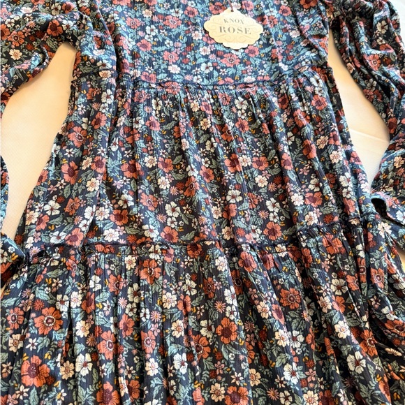 Knox Rose Floral Long Sleeve Dress - Blue, Orange and Reds - Boho - Picture 4 of 6